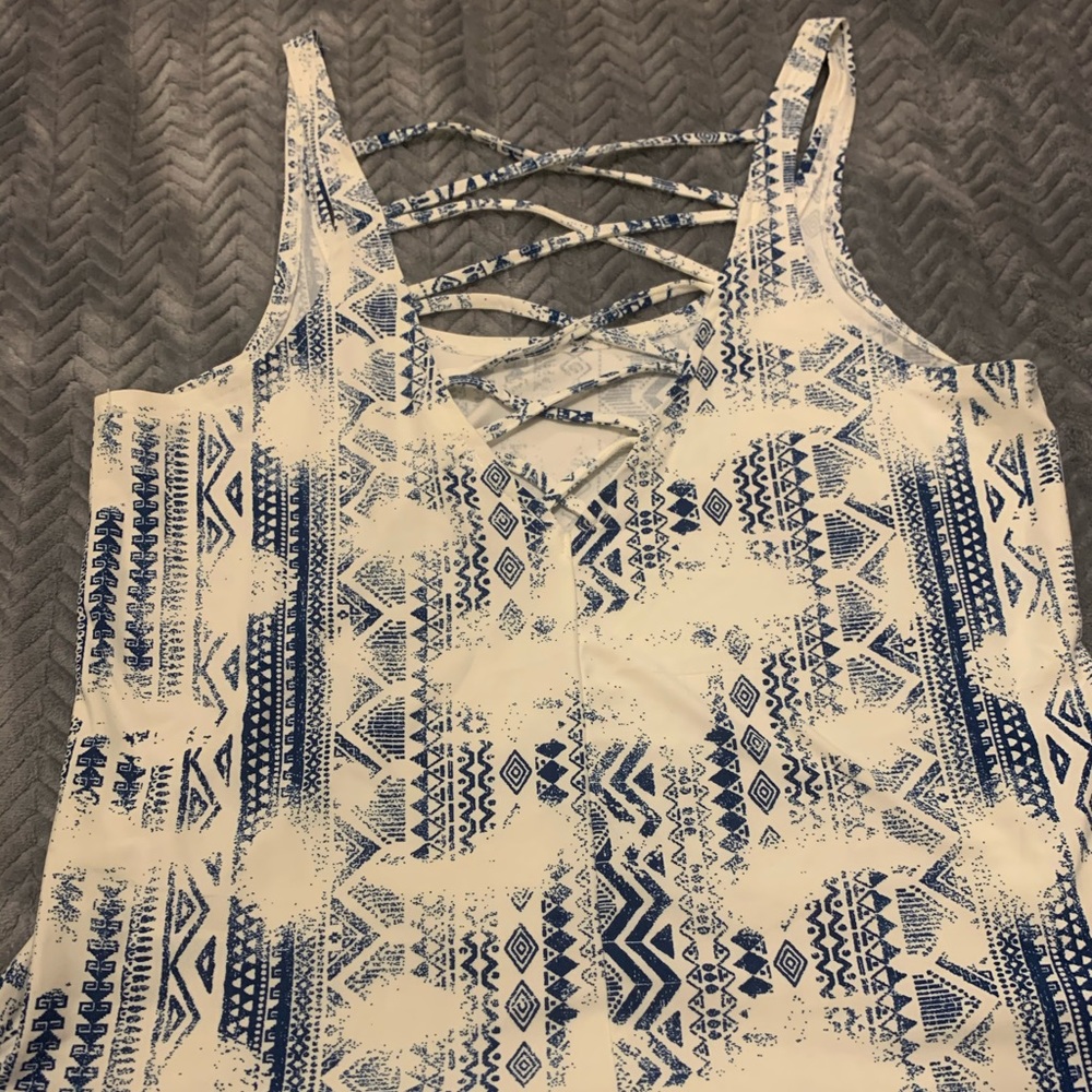 Blue and White Tank Top